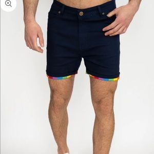 Pride Bunny navy blue rainbow shorts